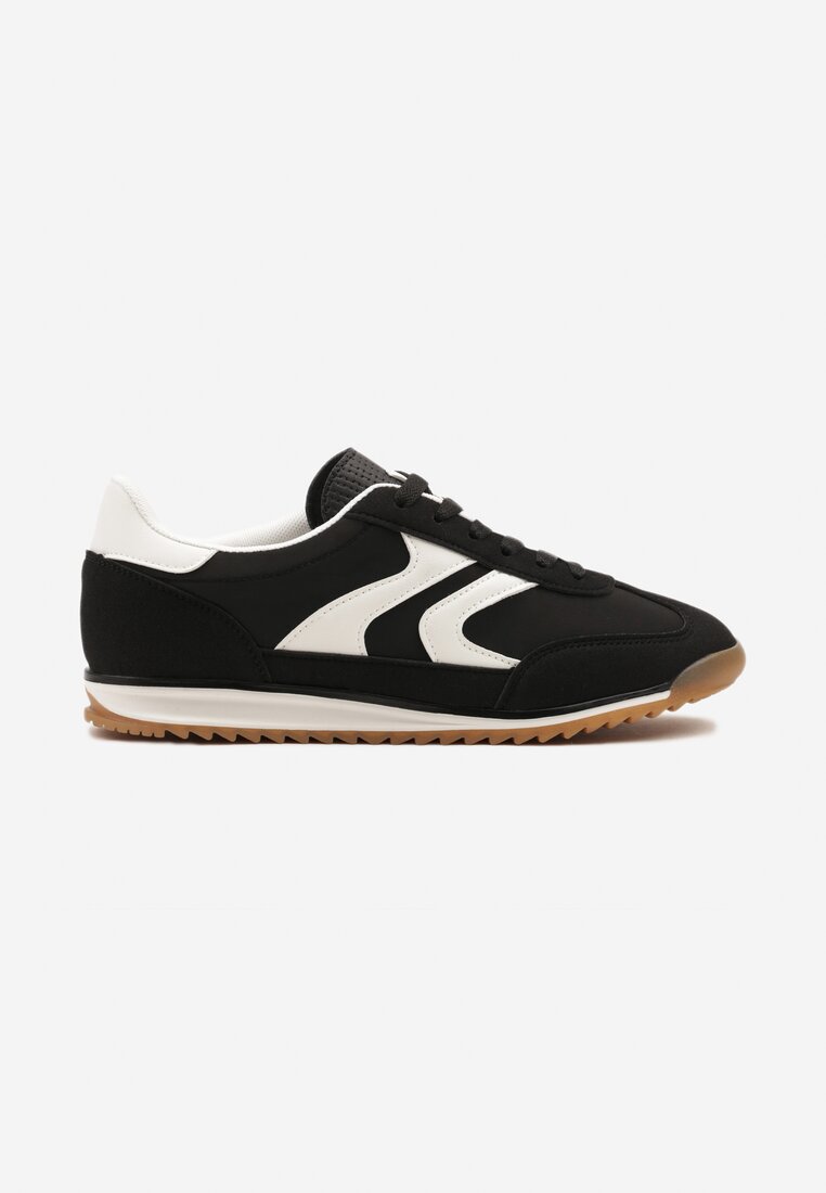 Czarne Sneakersy Tenisówki z Przeszyciami Julioria