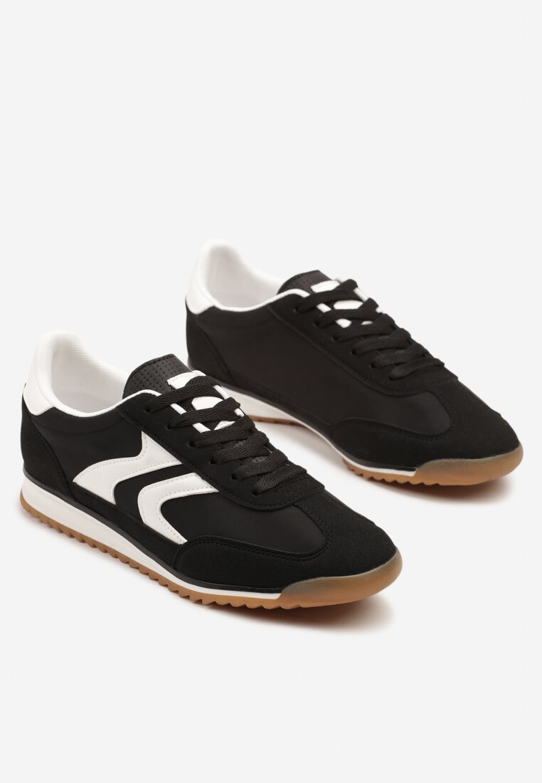 Czarne Sneakersy Tenisówki z Przeszyciami Julioria