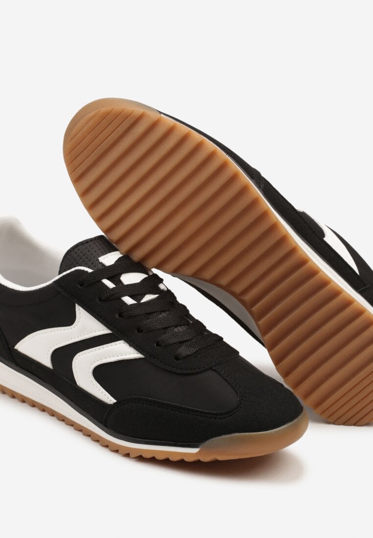 Czarne Sneakersy Tenisówki z Przeszyciami Julioria