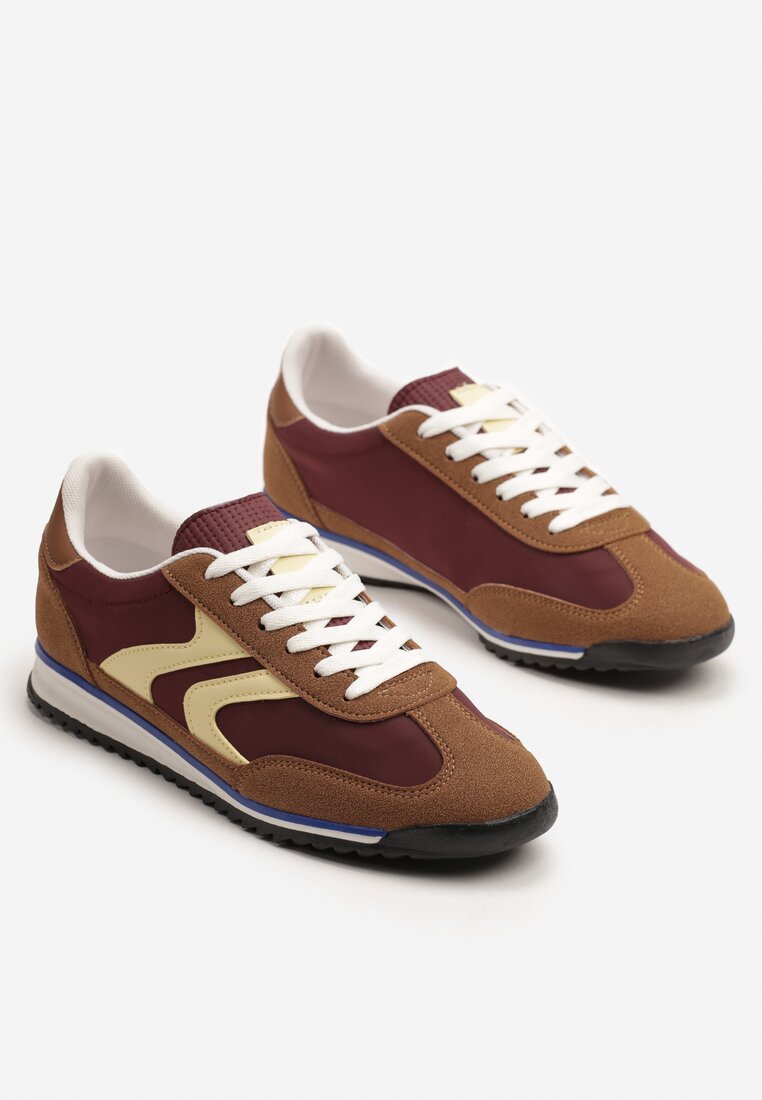 Jasnobrązowe Sneakersy Tenisówki z Przeszyciami Julioria