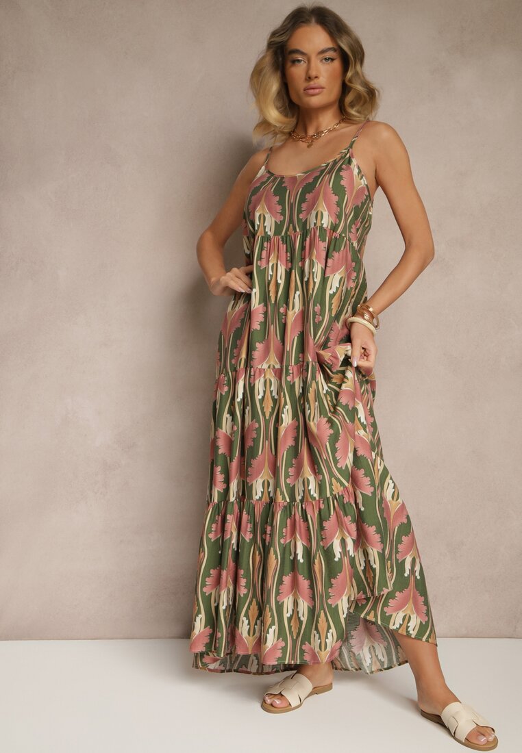 Rochie Tosena Verde cu roz