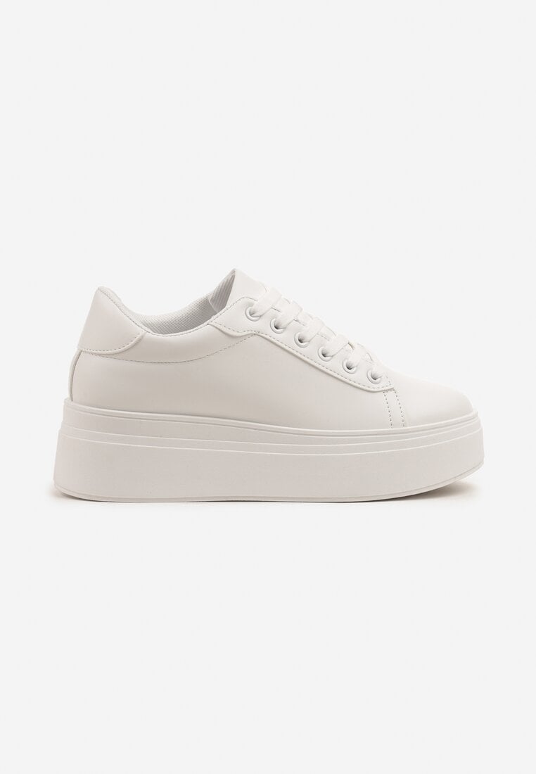 Białe Basicowe Sneakersy na Platformie Milio