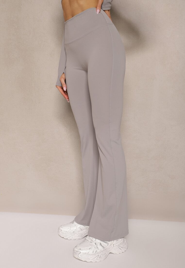 Jasnoszare Legginsy Dzwony High Waist Orruvana