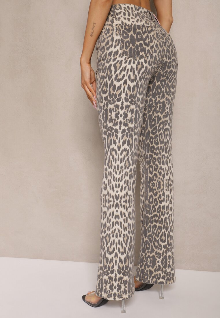 Panterkowe Panterkowe Jeansy Typu Dzwony z Bawełny High Waist Soparae
