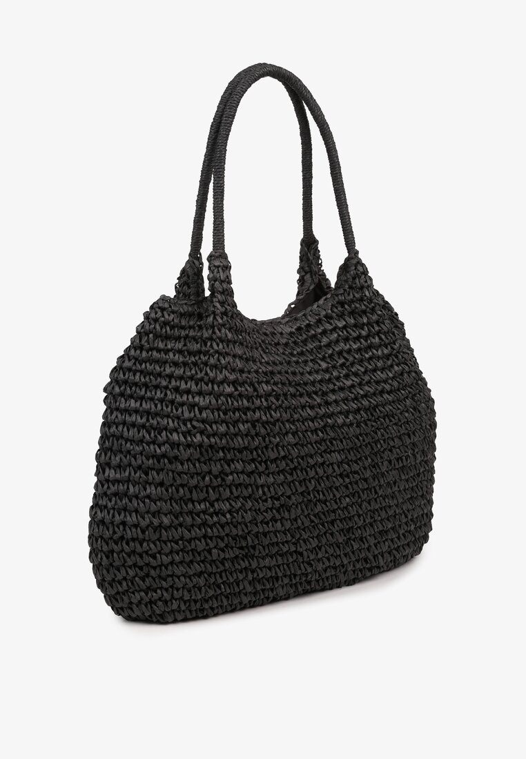 Czarna Plażowa Torebka Shopper z Plecionki Meriela