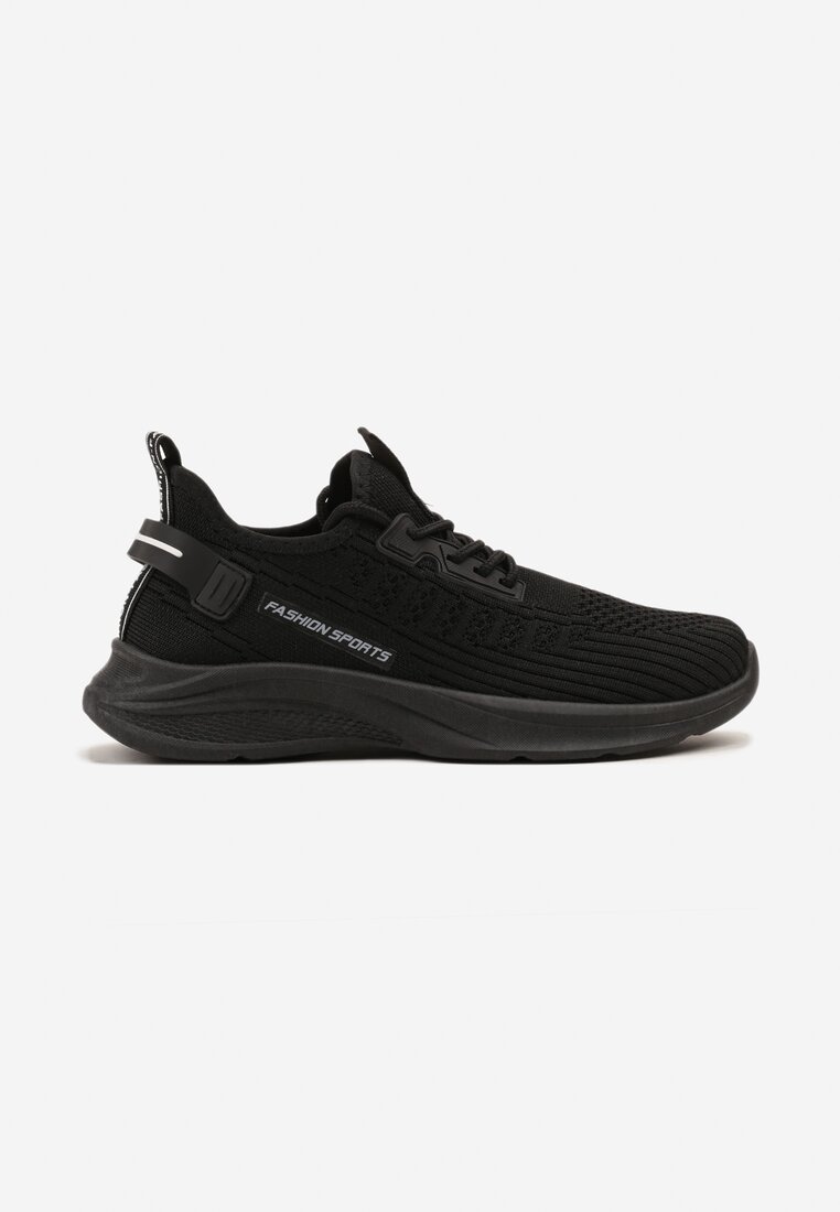 Czarne Buty Sportowe Sneakersy Ozdobione Tłoczeniem i Napisami Odalene