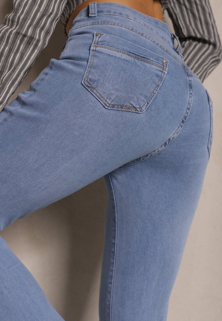 Niebieskie Dzwony Jeansy High Waist Mevellea