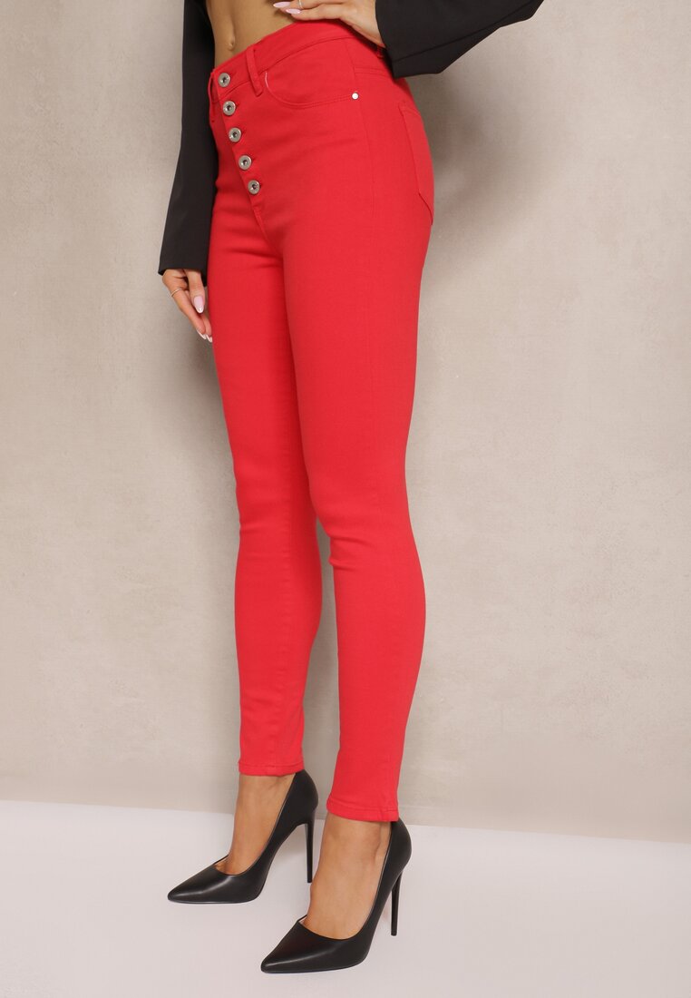 Czerwone Spodnie Skinny Winvienne