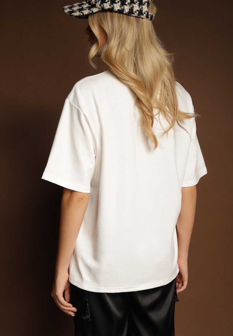 Biały Basicowy T-shirt z Bawełną Meronissea