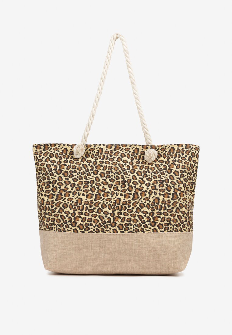 Brązowa Plażowa Torebka Typu Shopper ze Sznurkiem Reveirra