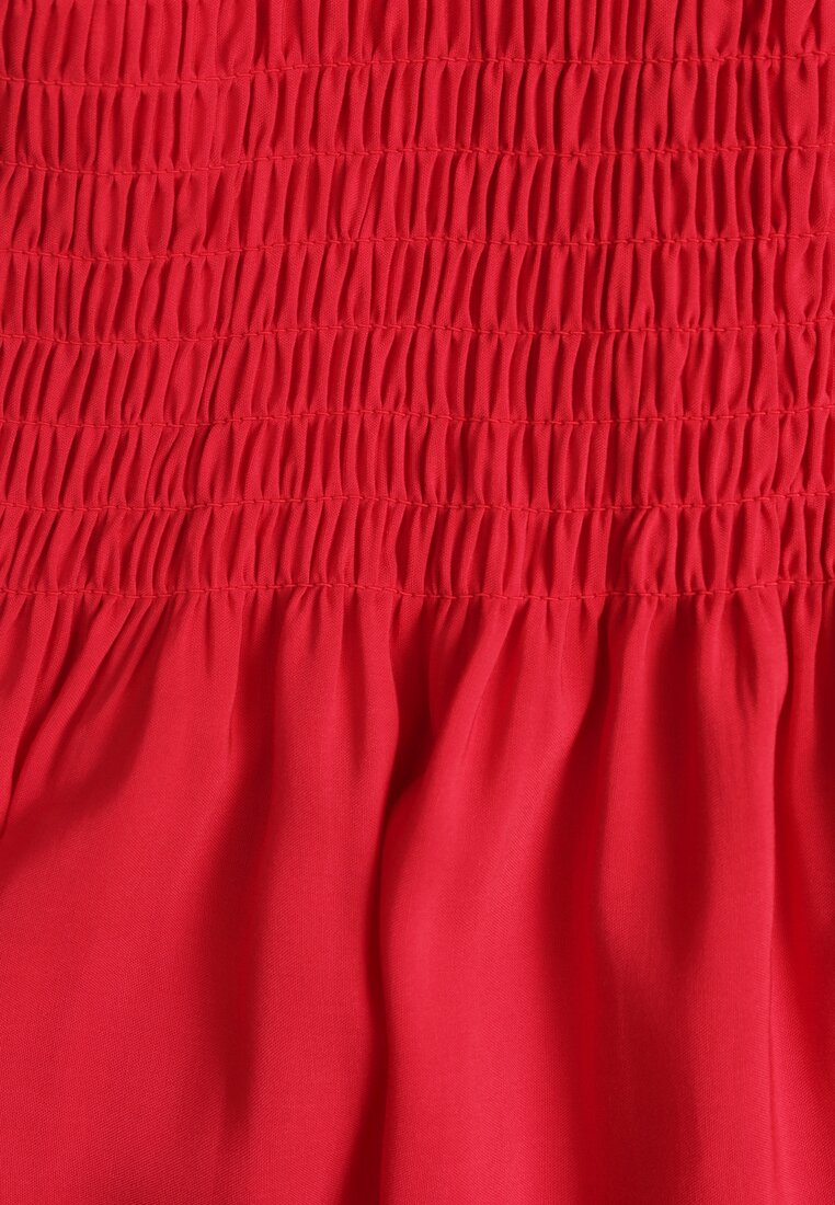 Czerwona Sukienka z Bawełny Ozdobiona Wiązaniem Tollasea