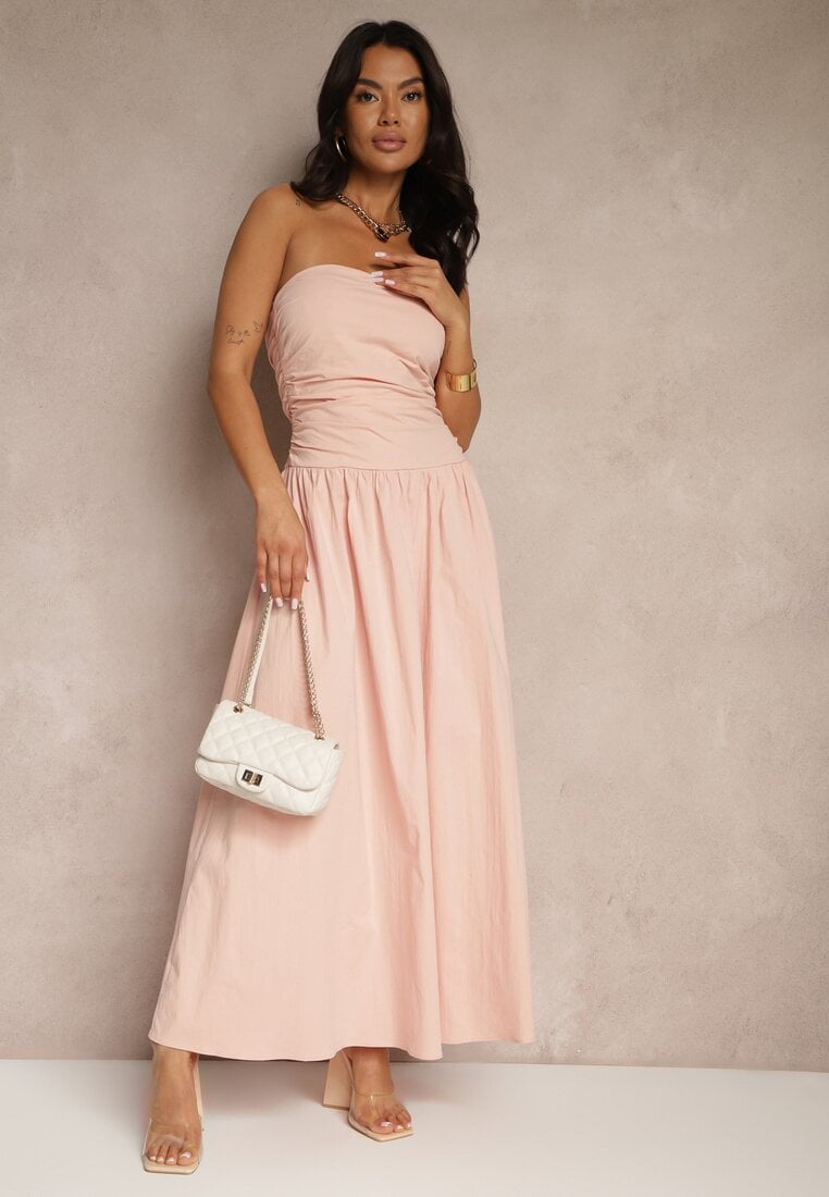Różowa Koktajlowa Bawełniana Sukienka Bodycon Filitera
