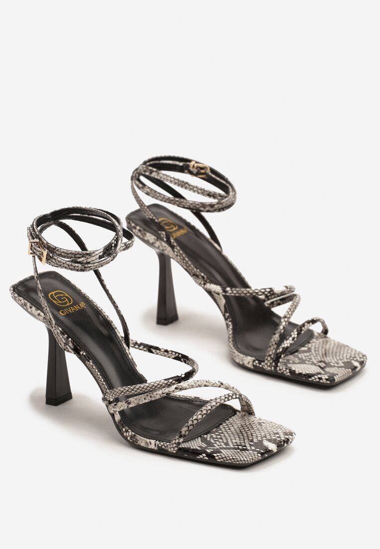 Sandale Atalina Print piele de șarpe