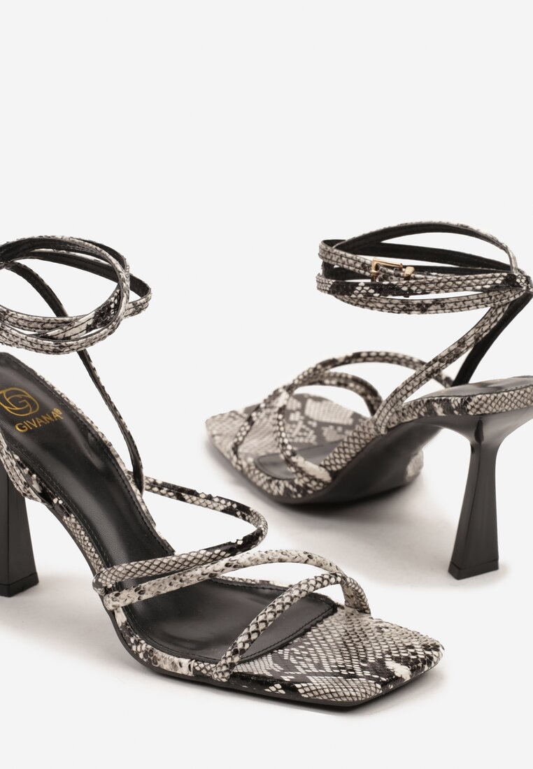 Sandale Atalina Print piele de șarpe