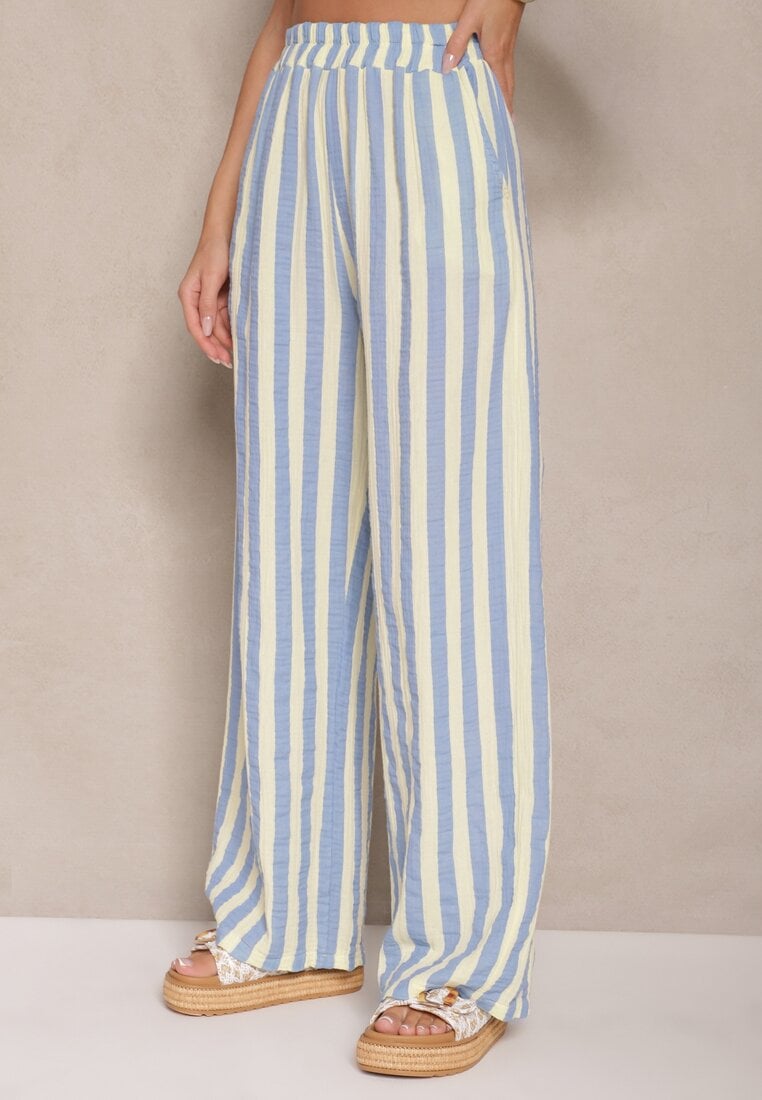 Pantaloni Mavirise Albastru cu galben