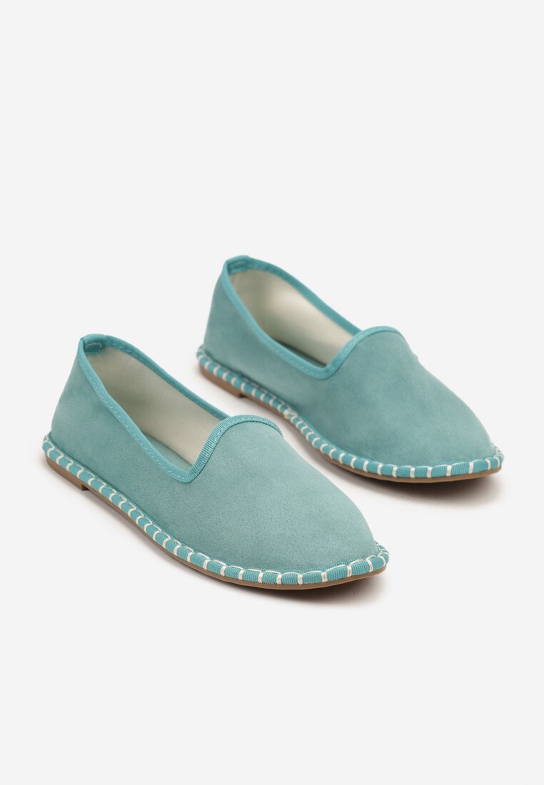 Niebieskie Espadryle Balerinki z Przeszyciami Firalissea