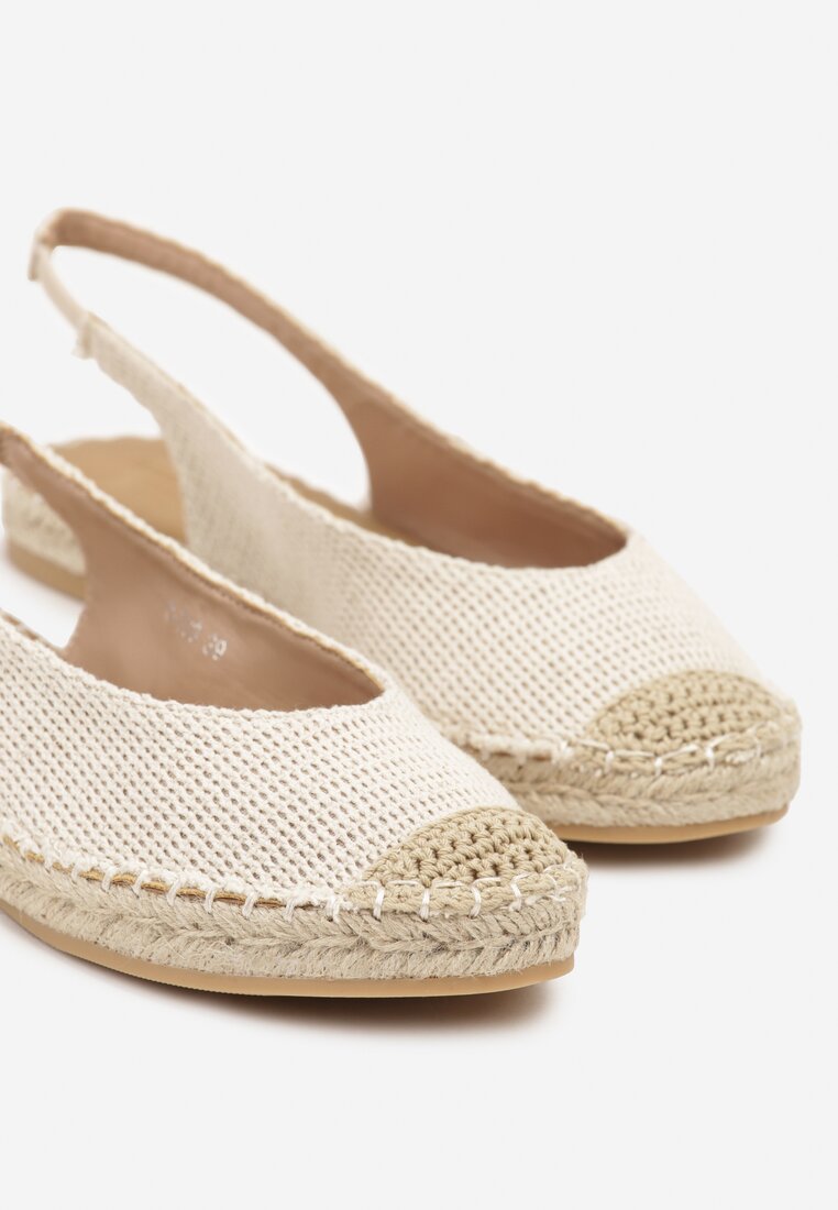 Beżowe Sandały Espadryle Slingback Ozdobione Plecionką Addiena