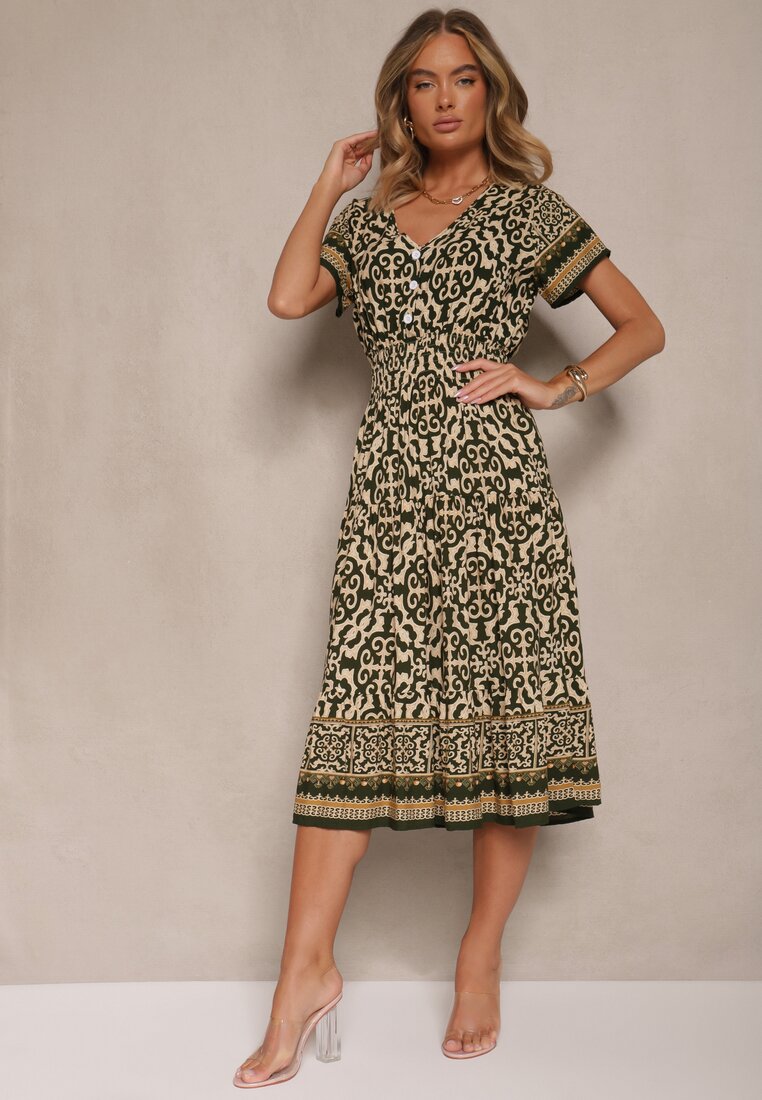 Rochie Natifarela Verde cu bej