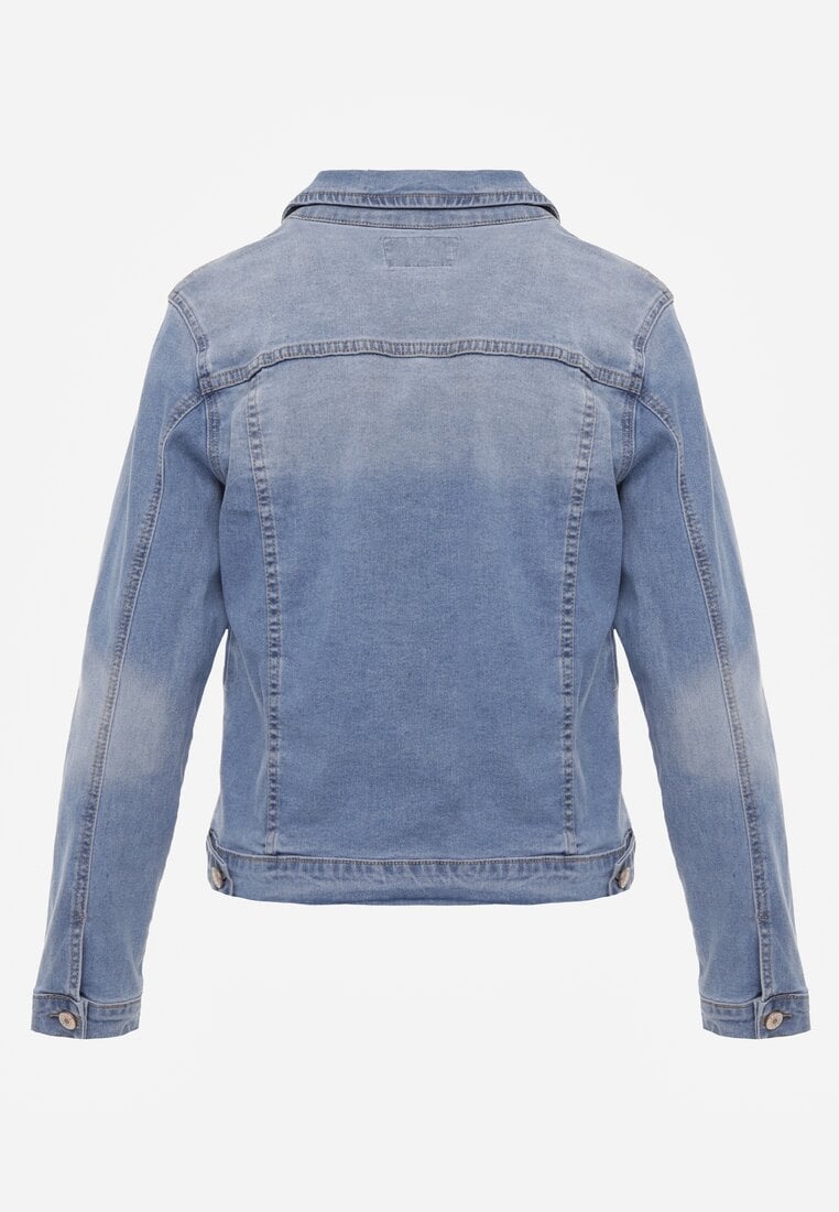 Jasnoniebieska Klasyczna Kurtka Jeansowa z Guzikami Ivonelle