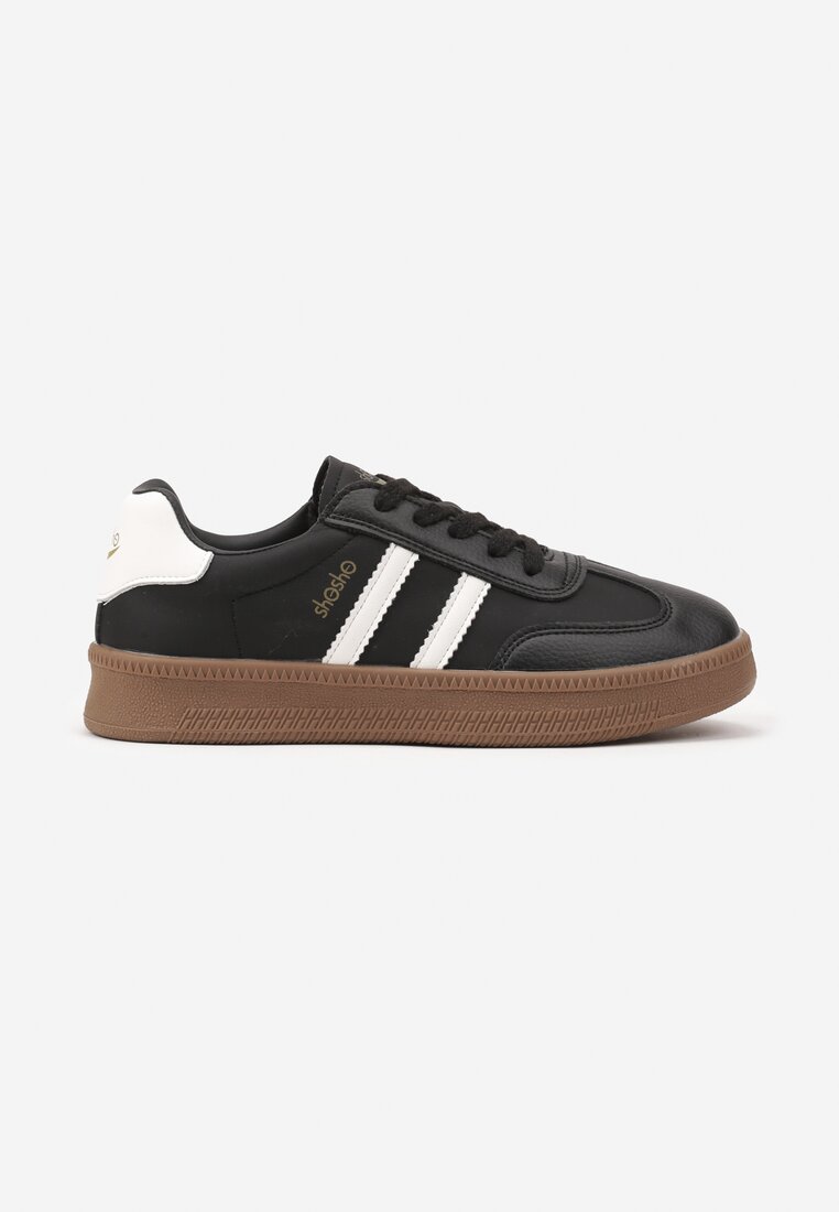 Czarno-Białe Sneakersy Sportowe z Ozdobnymi Paskami i Przeszyciami Wenilan