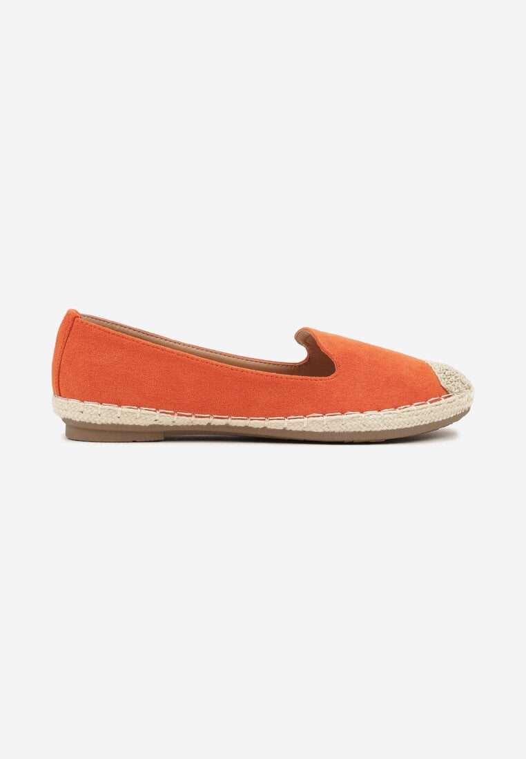 Pomarańczowe Espadryle z Motywem Plecionki Ralomea