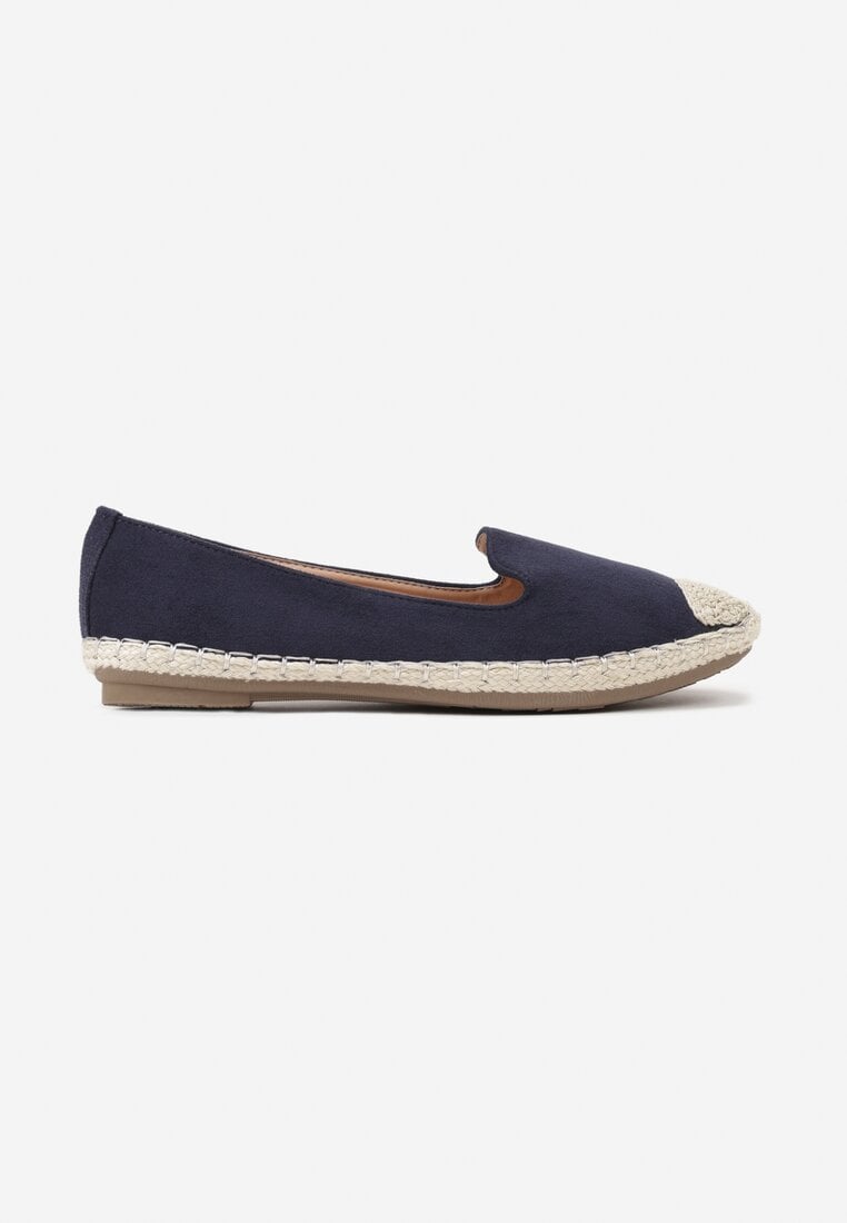 Granatowe Espadryle z Motywem Plecionki Ralomea
