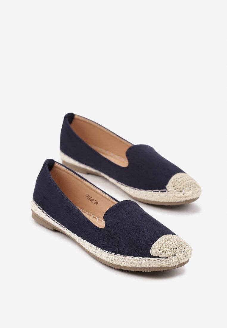Granatowe Espadryle z Motywem Plecionki Ralomea