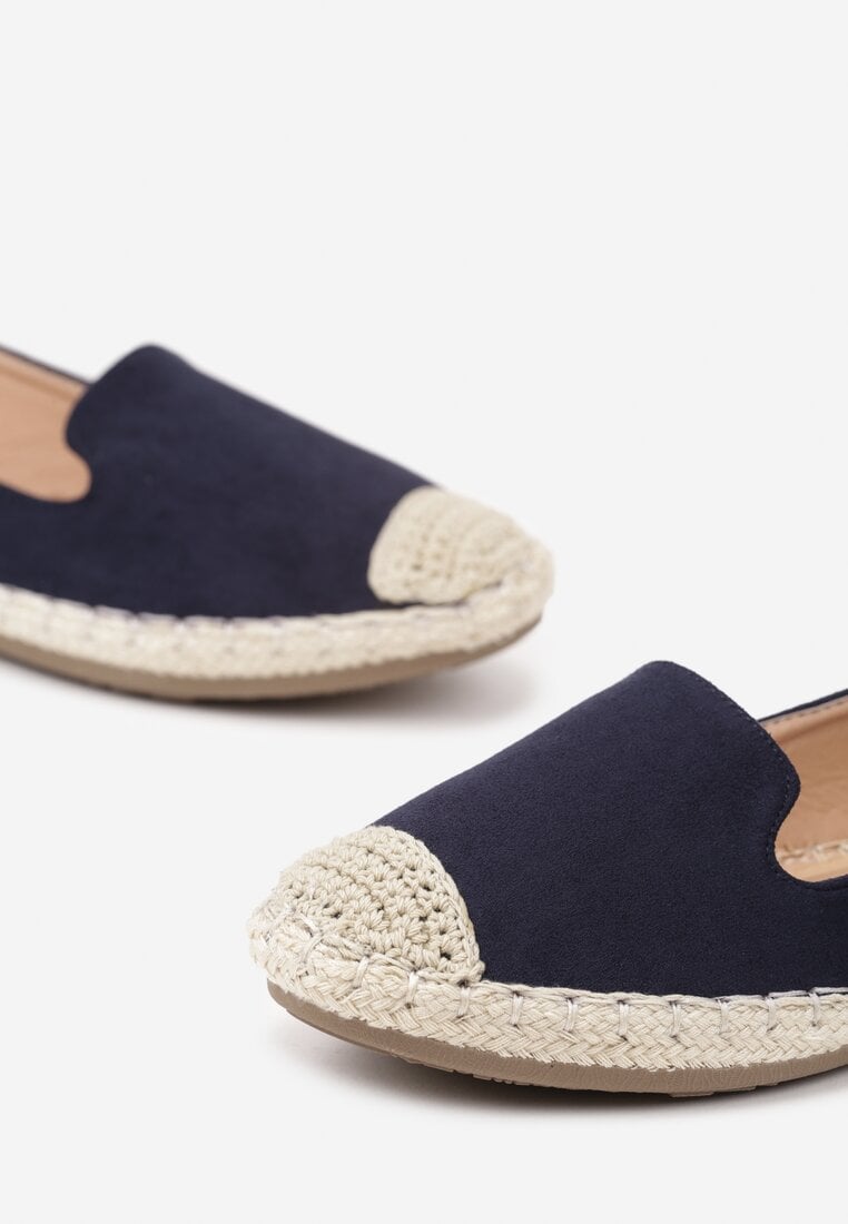 Granatowe Espadryle z Motywem Plecionki Ralomea