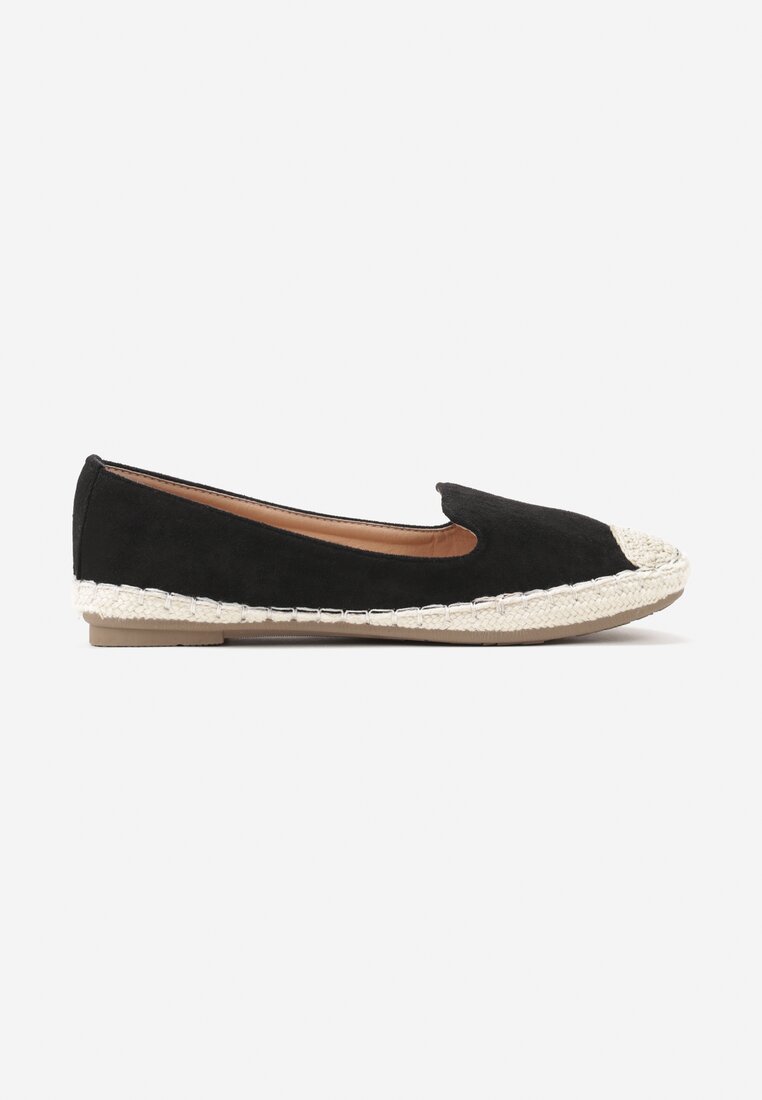 Czarne Espadryle z Motywem Plecionki Ralomea