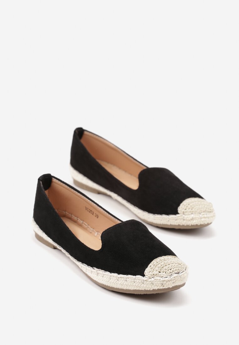 Czarne Espadryle z Motywem Plecionki Ralomea