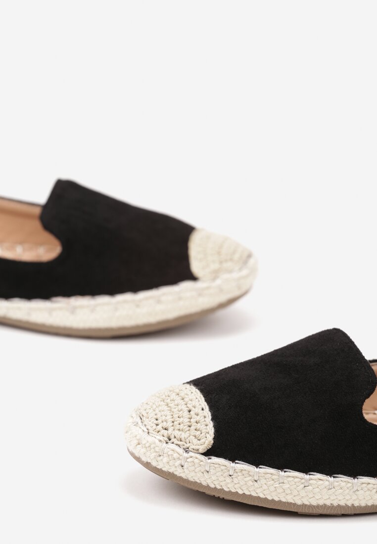 Czarne Espadryle z Motywem Plecionki Ralomea