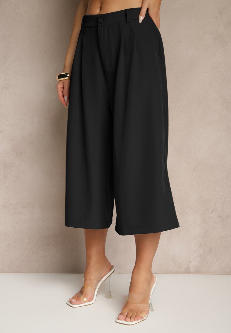 Czarne Eleganckie Spodnie Typu Culottes Silunea