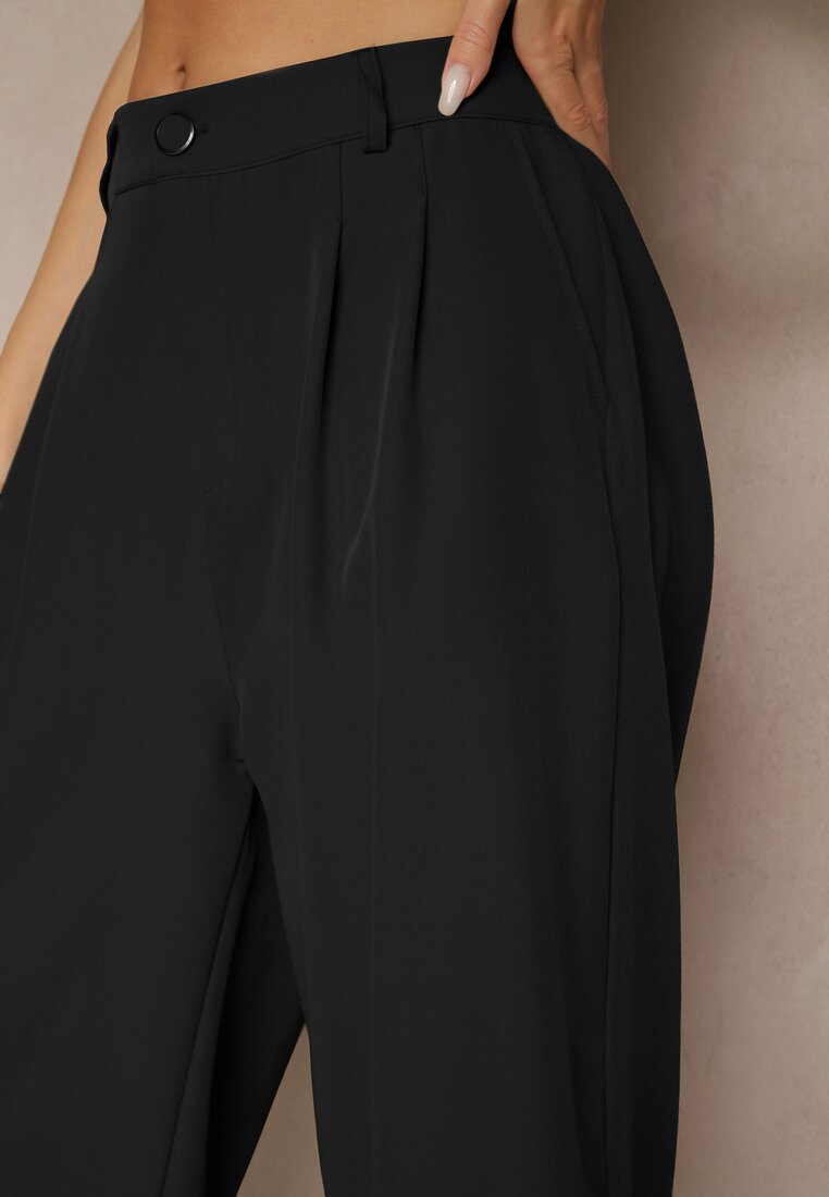 Czarne Eleganckie Spodnie Typu Culottes Silunea