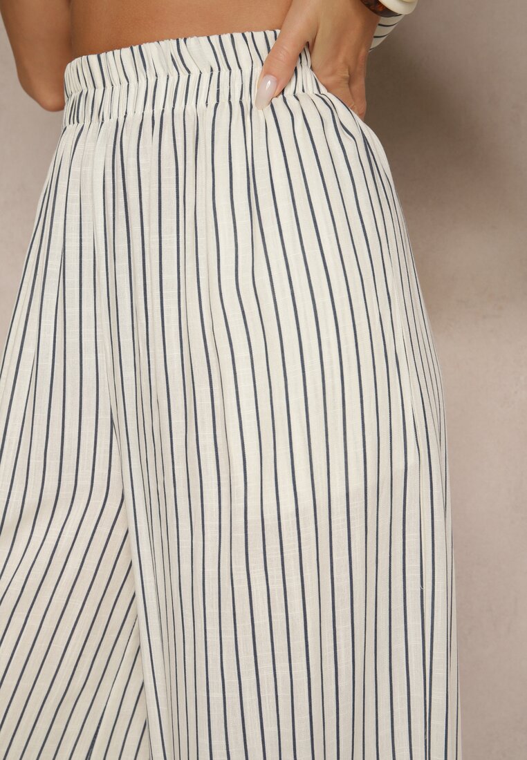 Pantaloni Silorea Alb cu albastru