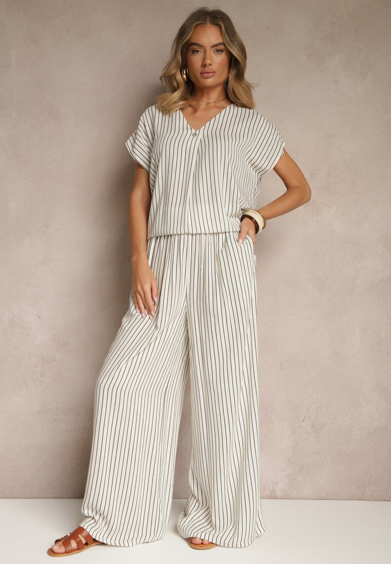 Pantaloni Silorea Alb cu albastru