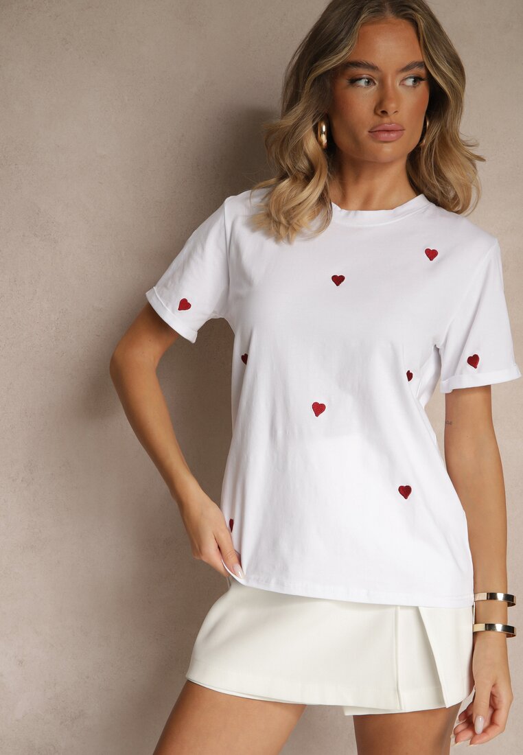 T-shirt Aramiraa Alb cu roșu