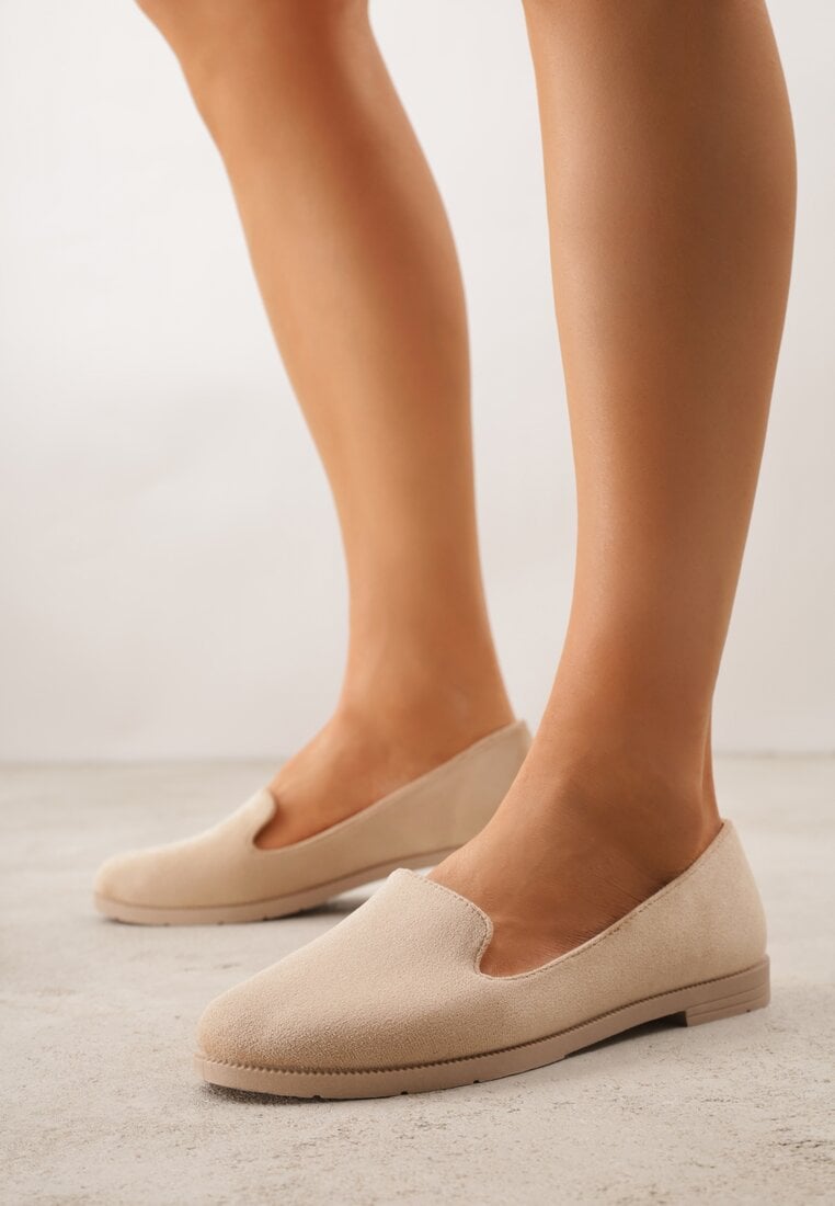 Ciemnobeżowe Balerinki Typu Mokasyny Ravinda