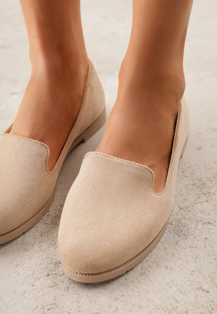 Ciemnobeżowe Balerinki Typu Mokasyny Ravinda