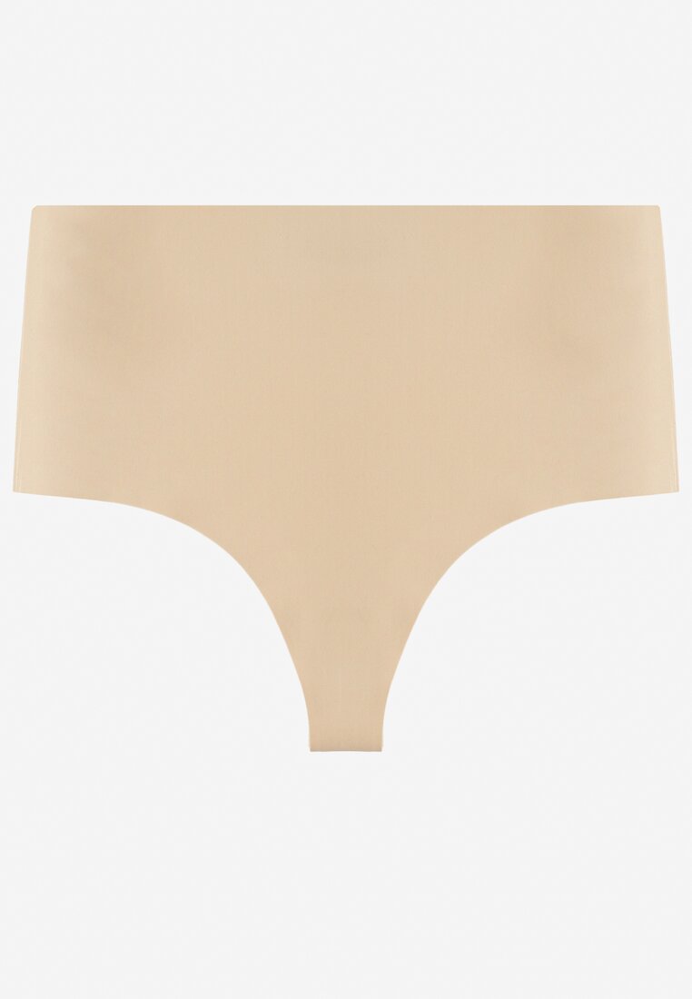 Beżowe Bezszwowe Majtki High Waist Kolunea