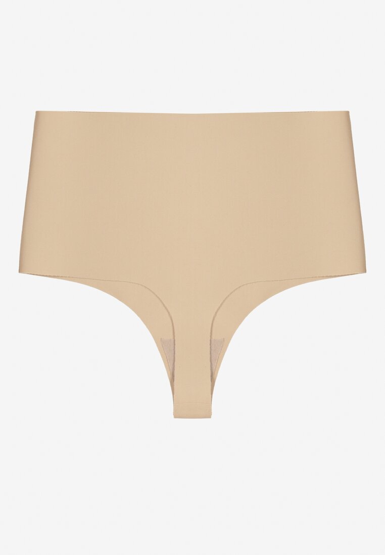 Beżowe Bezszwowe Majtki High Waist Kolunea