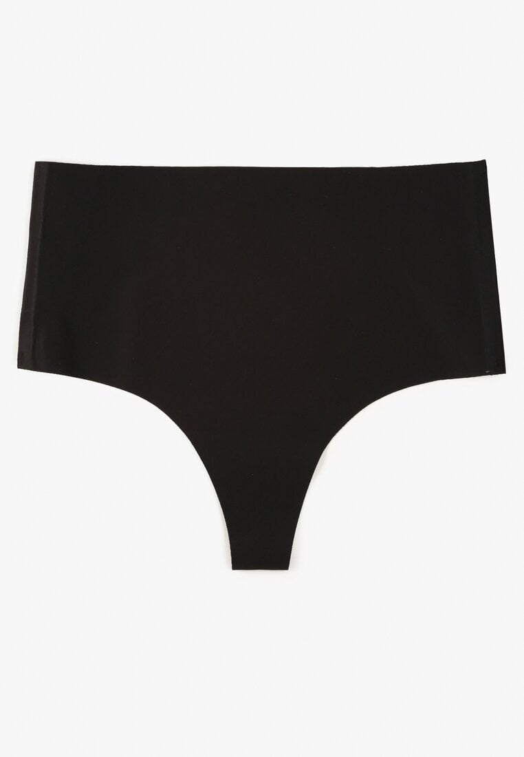 Czarne Bezszwowe Majtki High Waist Kolunea