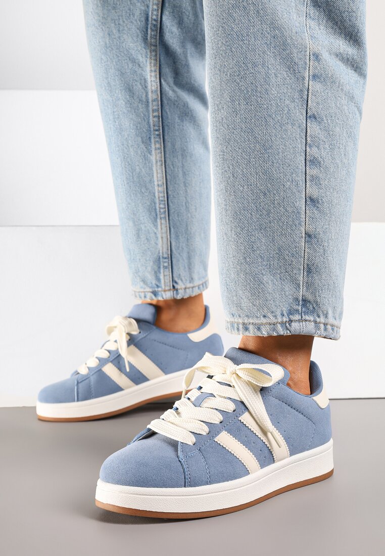 Niebieskie Sneakersy Ozdobione Paskami Dolirenna