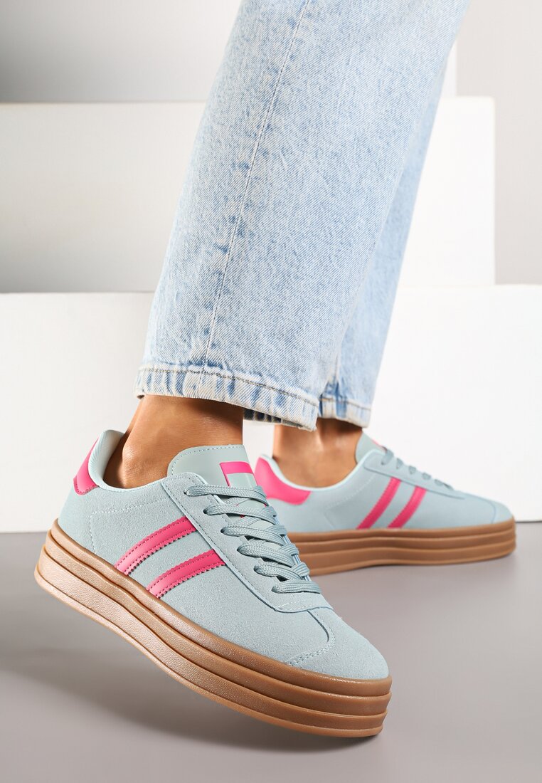 Niebiesko-Różowe Klasyczne Sneakersy na Niewysokiej Platformie Terilee
