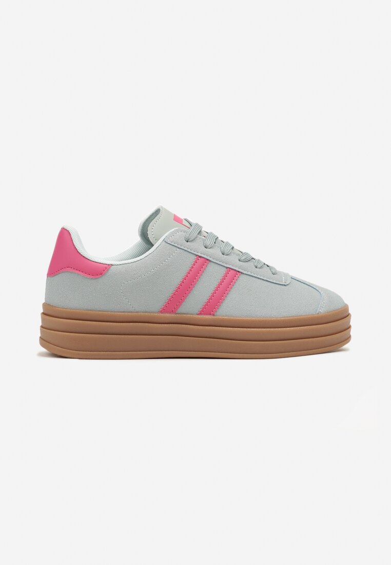 Niebiesko-Różowe Klasyczne Sneakersy na Niewysokiej Platformie Terilee