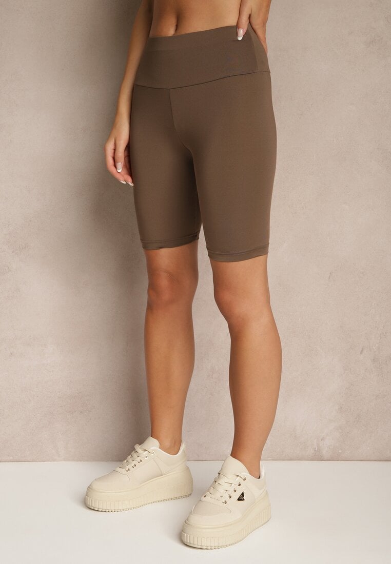 Brązowe Szorty Typu Kolarki High Waist Nalareine