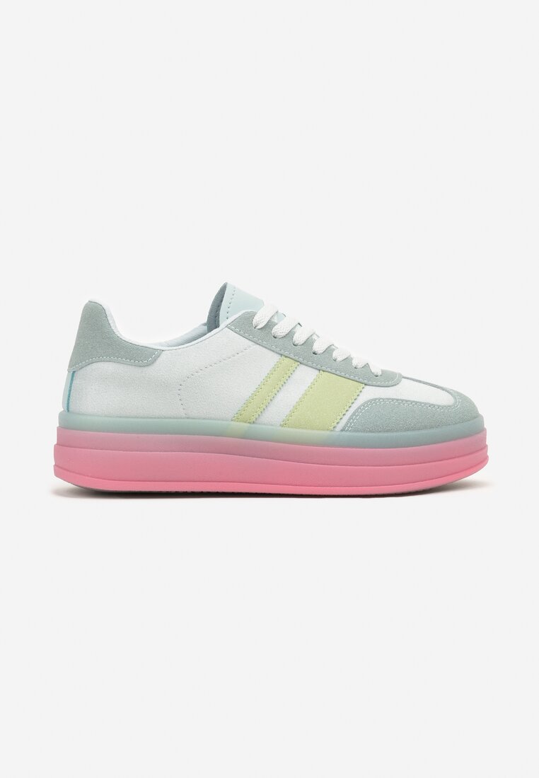 Niebiesko-Różowe Sneakersy w Stylu Tenisówek z Geometrycznym Wzorem Melundea