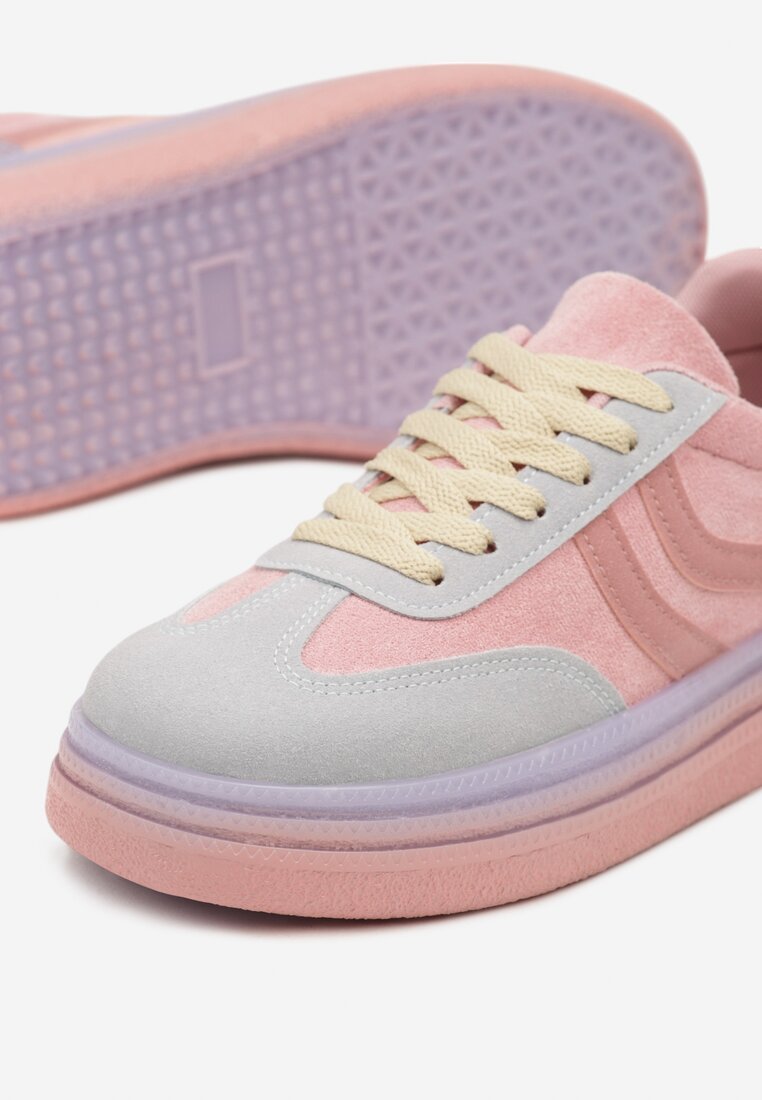 Fioletowe Sneakersy Typu Kultowe Tenisówki na Niskiej Platformie Olritia