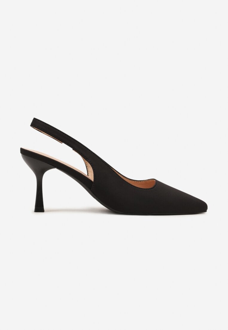 Czarne Sandały na Szpilce Typu Slingback Melovelle