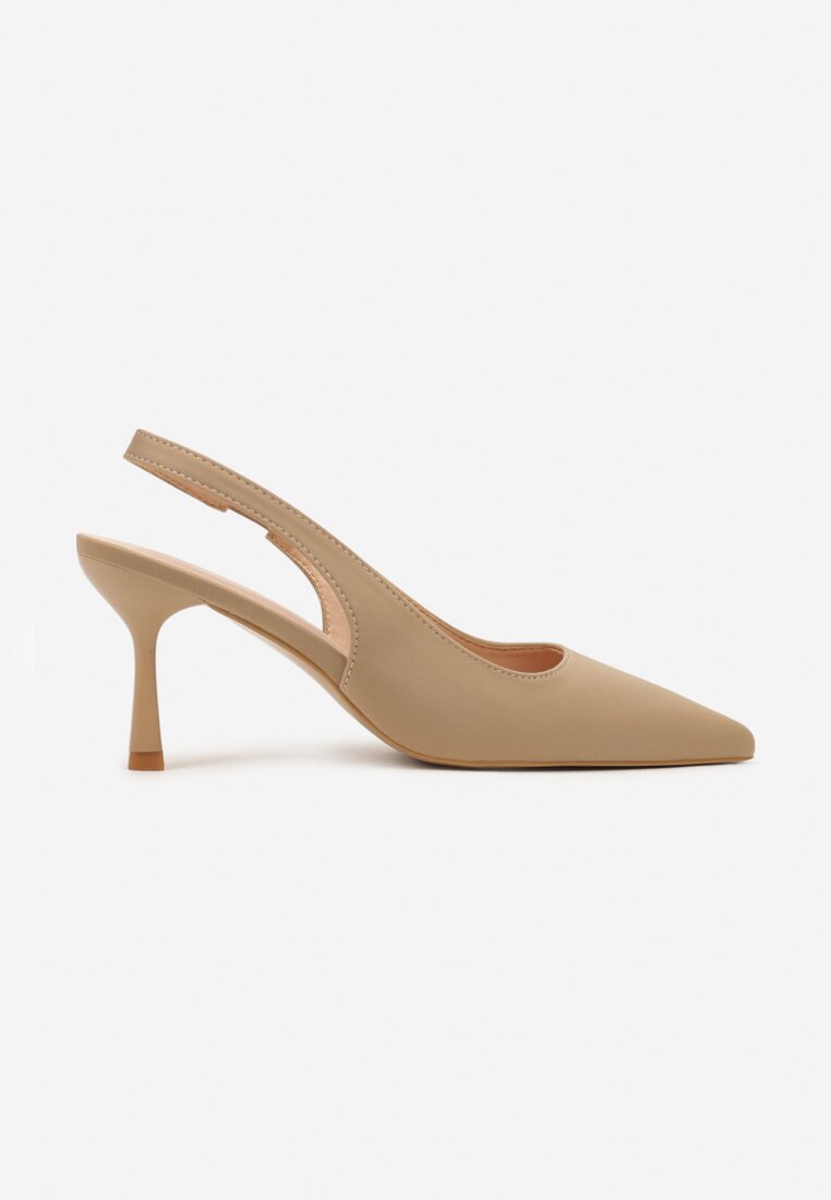 Beżowe Sandały na Szpilce Typu Slingback Melovelle