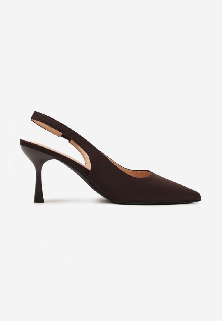 Brązowe Sandały na Szpilce Typu Slingback Melovelle
